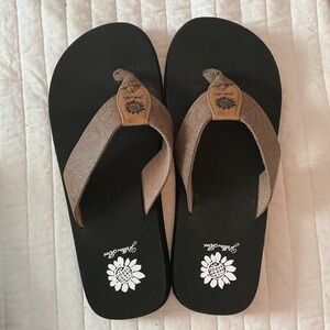 Yellow Box Tan and Black Sandals